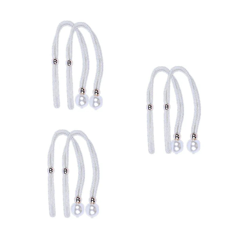 Curtain Tiebacks Pearl Strap Set 3 Pairs Decorative Buckle Holder Rings Hooks - White - Mekamart Australia