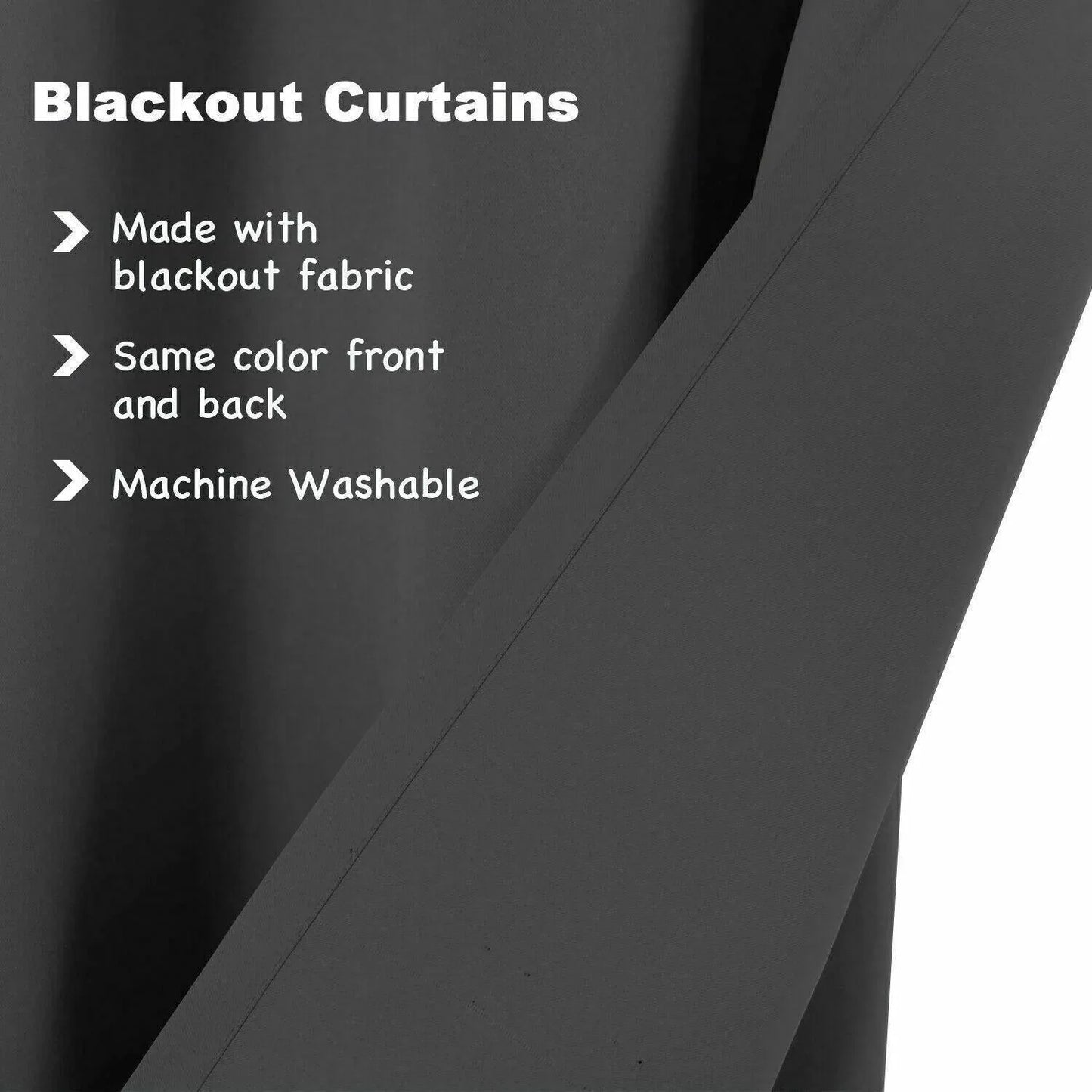 2pcs Semi Blackout Curtain Fabric Solid Colour Home Decor Drapes for Living Room - Dark Grey - 132x213cm - Mekamart Australia