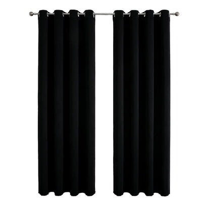 2pcs Semi Blackout Curtain Fabric Solid Colour Home Decor Drapes for Living Room - Dark Grey - 132x213cm - Mekamart Australia