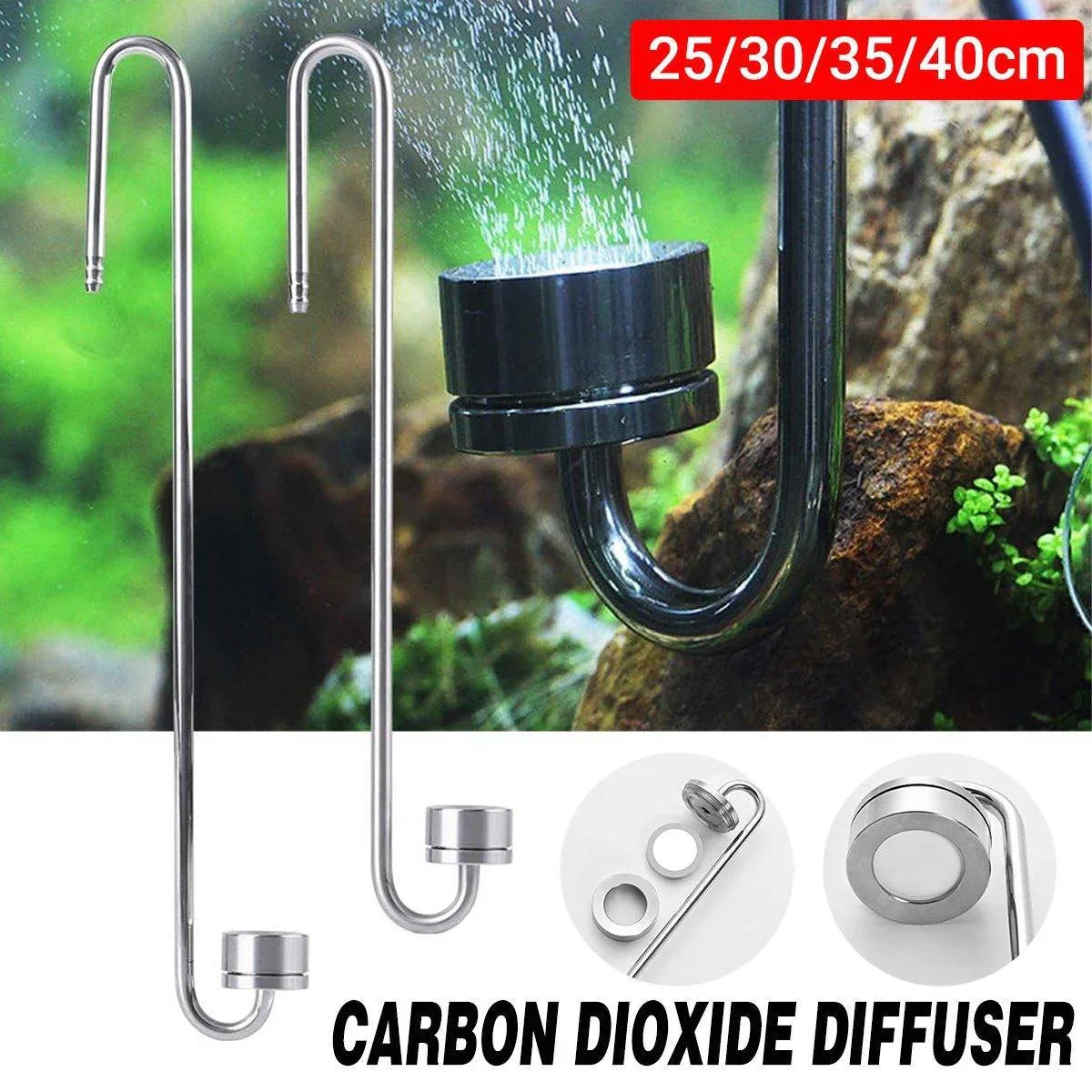 Stainless Steel Aquarium CO2 Diffuser Carbon Dioxide Atomizer Grass Tank Bubbler - 30cm - Mekamart Australia