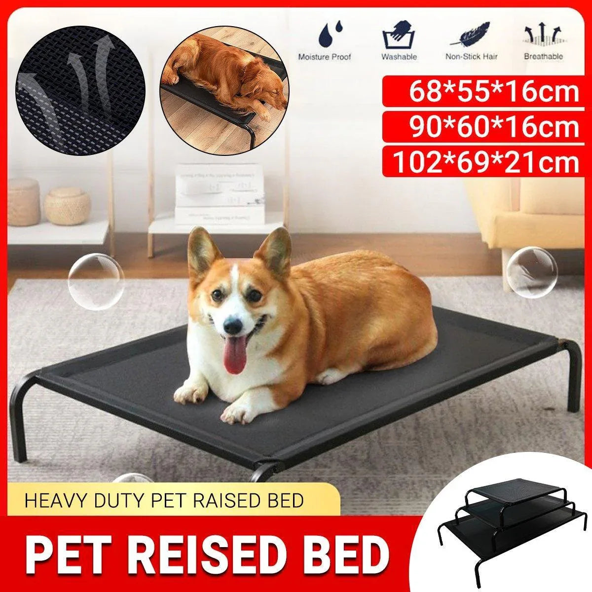 Heavy Duty Pet Raised Bed Elevated Trampoline Hammock Cat Dog Raised Deluxe - Replacement Mesh-S - Mekamart Australia
