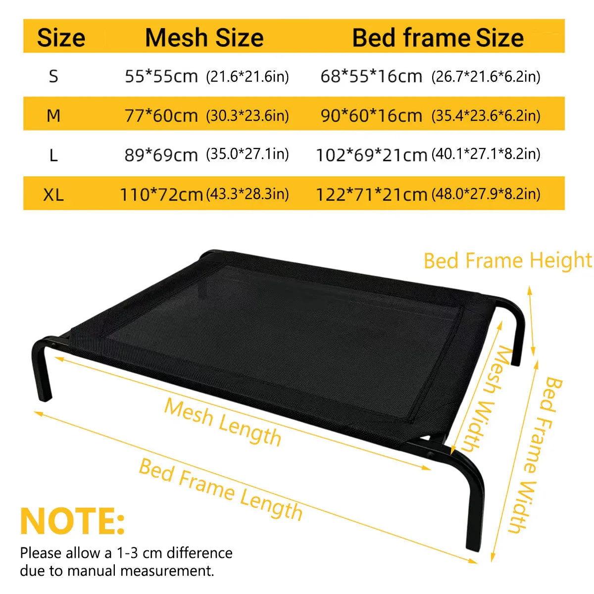 Heavy Duty Pet Raised Bed Elevated Trampoline Hammock Cat Dog Raised Deluxe - Replacement Mesh-S - Mekamart Australia