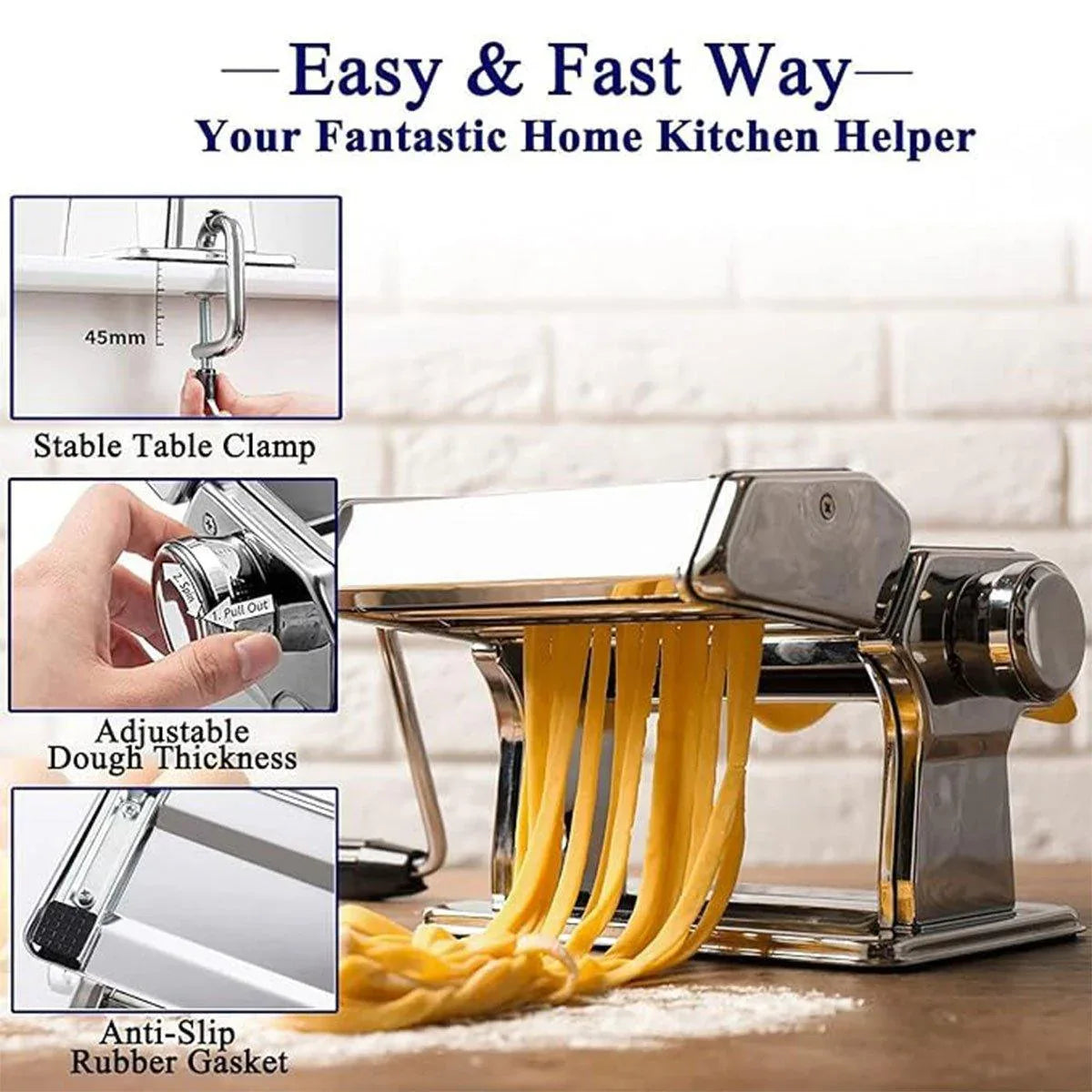 Manual Noodle Maker Dumpling Press Stainless Steel Noodle Machine Pasta Tool - Mekamart Australia