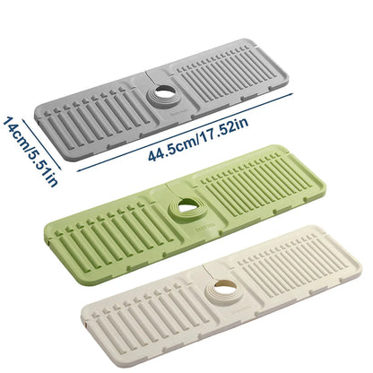 Faucet Draining Pad Narrow Sink Splash Guard Mat for Washbasin Water Catcher - White - Mekamart Australia