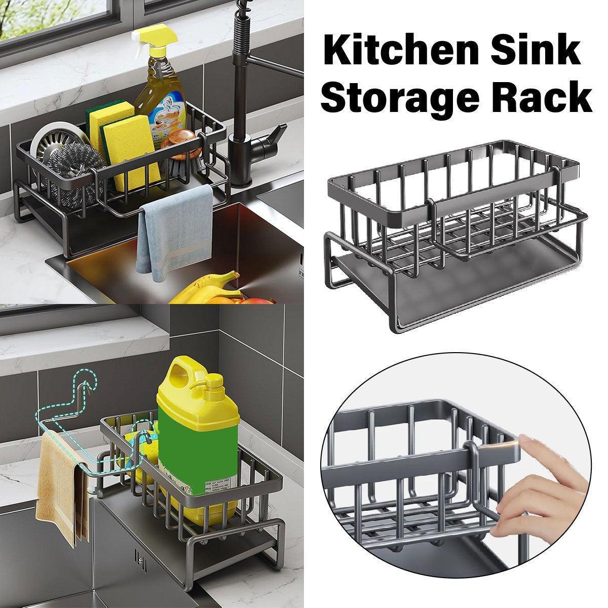 Kitchen Sink Caddy Storage Organizer Steel Sponge Soap Brush Holder Faucet Rack - Mekamart Australia
