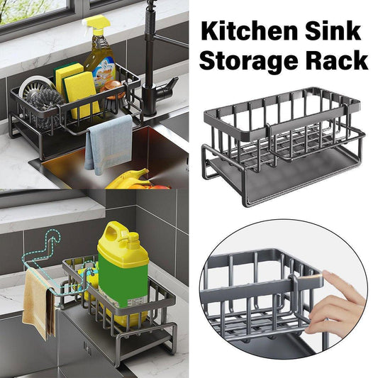Kitchen Sink Caddy Storage Organizer Steel Sponge Soap Brush Holder Faucet Rack - Mekamart Australia