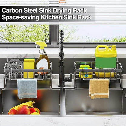 Kitchen Sink Caddy Storage Organizer Steel Sponge Soap Brush Holder Faucet Rack - Mekamart Australia