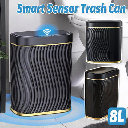 Sensor Trash Can 8L Narrow Black Smart Bin Touchless Bathroom Toilet Waste Bin - Mekamart Australia