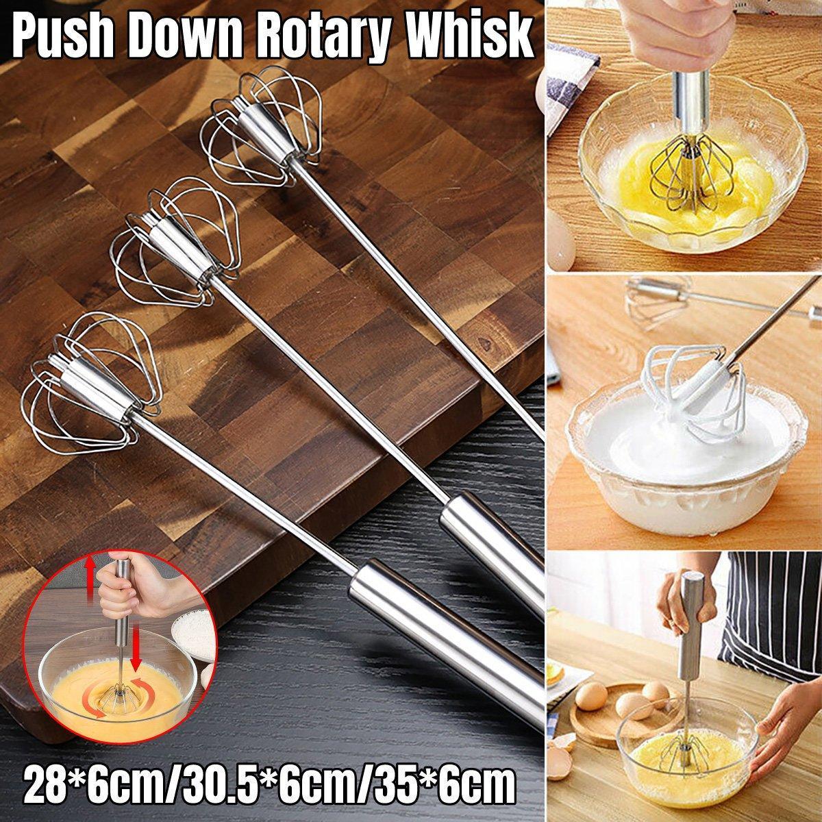 Stainless Steel Semi-Automatic Egg Beater Hand Pressed Kitchen Baking Tool - 10 Inch - Mekamart Australia