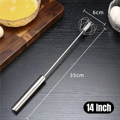 Stainless Steel Semi-Automatic Egg Beater Hand Pressed Kitchen Baking Tool - 10 Inch - Mekamart Australia