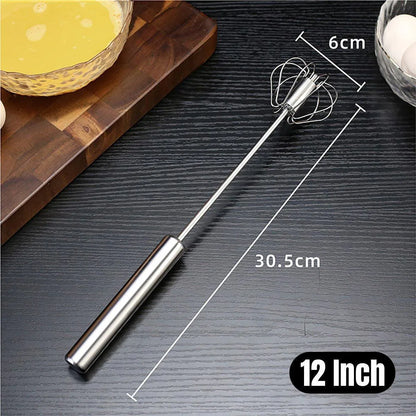 Stainless Steel Semi-Automatic Egg Beater Hand Pressed Kitchen Baking Tool - 10 Inch - Mekamart Australia