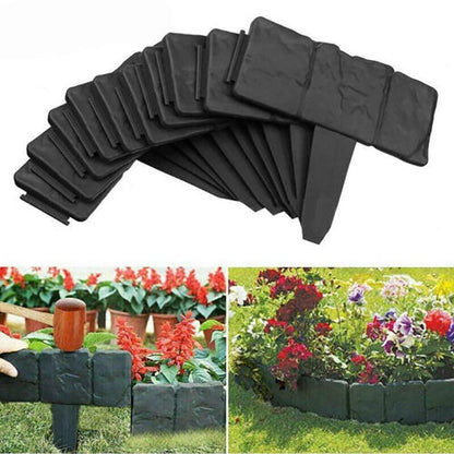 20pcs Garden Fence Edging Plastic Lawn Border for Outdoor Yard Flower Bed - Black - Mekamart Australia