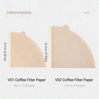 100PCS Coffee Filter Paper Drip Cone Funnel Handmade Filters for Coffee Machine - V02-100PCS - Mekamart Australia