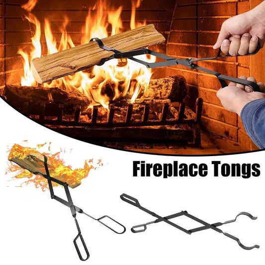 Folding Fireplace Tongs Grip Fire Pit Pliers Outdoor Indoor Fire Tools Durable - Mekamart Australia