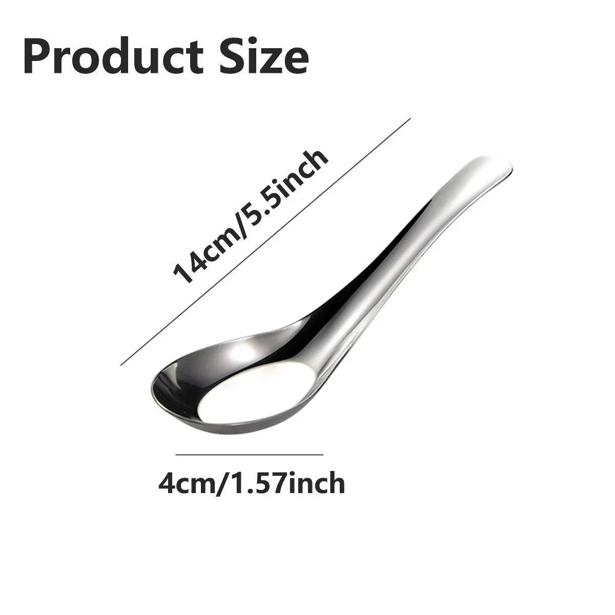 10pcs Stainless Steel Flat Bottom Spoon Household Kitchen Dining Soup Spoon Set - Mekamart Australia