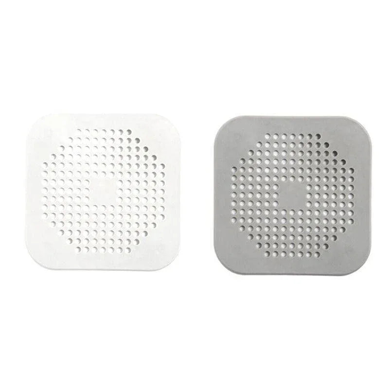 2X Square Drain Cover For Shower Drain Hair Catcher Flat Silicone Plug For Bath - White - Mekamart Australia