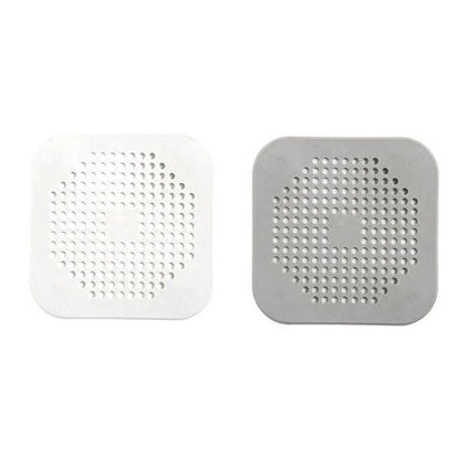 2X Square Drain Cover For Shower Drain Hair Catcher Flat Silicone Plug For Bath - White - Mekamart Australia