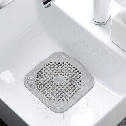 2X Square Drain Cover For Shower Drain Hair Catcher Flat Silicone Plug For Bath - White - Mekamart Australia