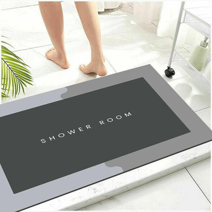 50x80CM Super Absorbent Floor Mat Soft Quick-Drying Non-Slip Diatom Mud Bath - Grey-Oval - Mekamart Australia