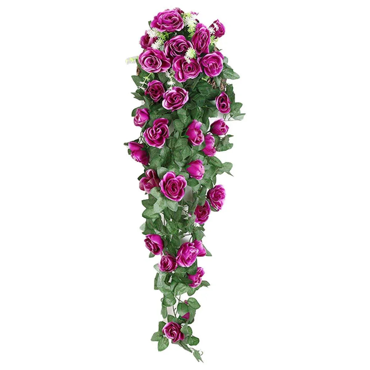 2PCS Artificial Rose Flower Garland Hanging Vine Home Wall Decor Fake Rattan - Red - Mekamart Australia