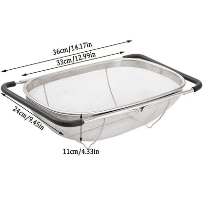 Stainless Steel Telescopic Sink Basket Multi Purpose Fruit Vegetable Strainer - Mekamart Australia