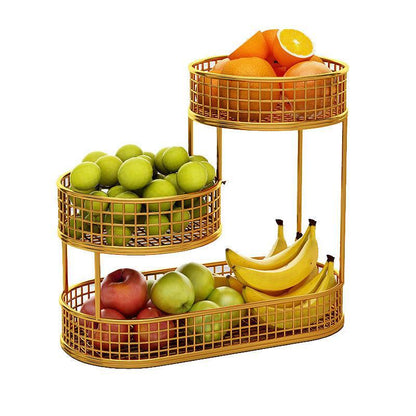 Luxury Multi-Layer Fruit Basket Snack Storage Rack Living Room Coffee Table - Gold - Mekamart Australia