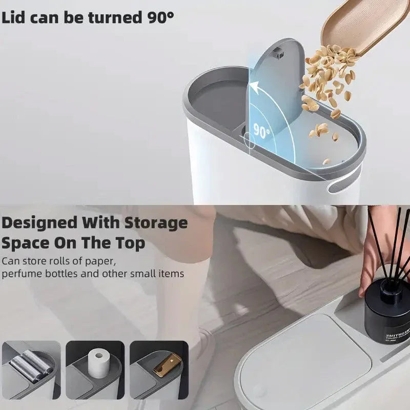 Simple Garbage Can with Lid Household Clamped Plastic Bucket Flip Lid Kitchen - Mekamart Australia