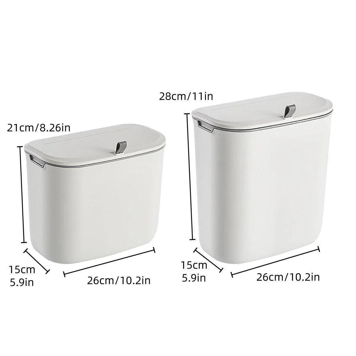 Wall Mounted Hanging Wastebasket with Sliding Lid for Kitchen and Bathroom Use - 9L - Mekamart Australia