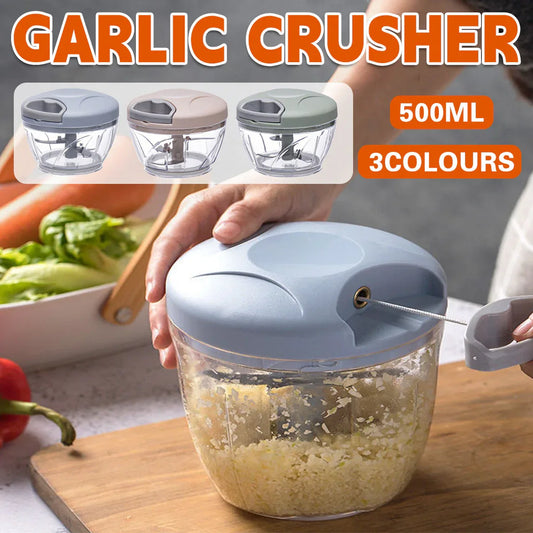 500ml Manual Meat Mincer Garlic Chopper Rotate Garlic Press Crusher Vegetable - Green - Mekamart Australia