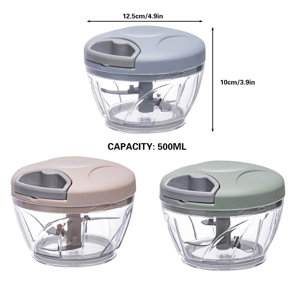500ml Manual Meat Mincer Garlic Chopper Rotate Garlic Press Crusher Vegetable - Green - Mekamart Australia