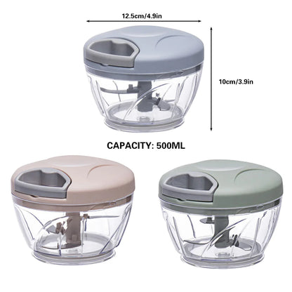 500ml Manual Meat Mincer Garlic Chopper Rotate Garlic Press Crusher Vegetable - Green - Mekamart Australia