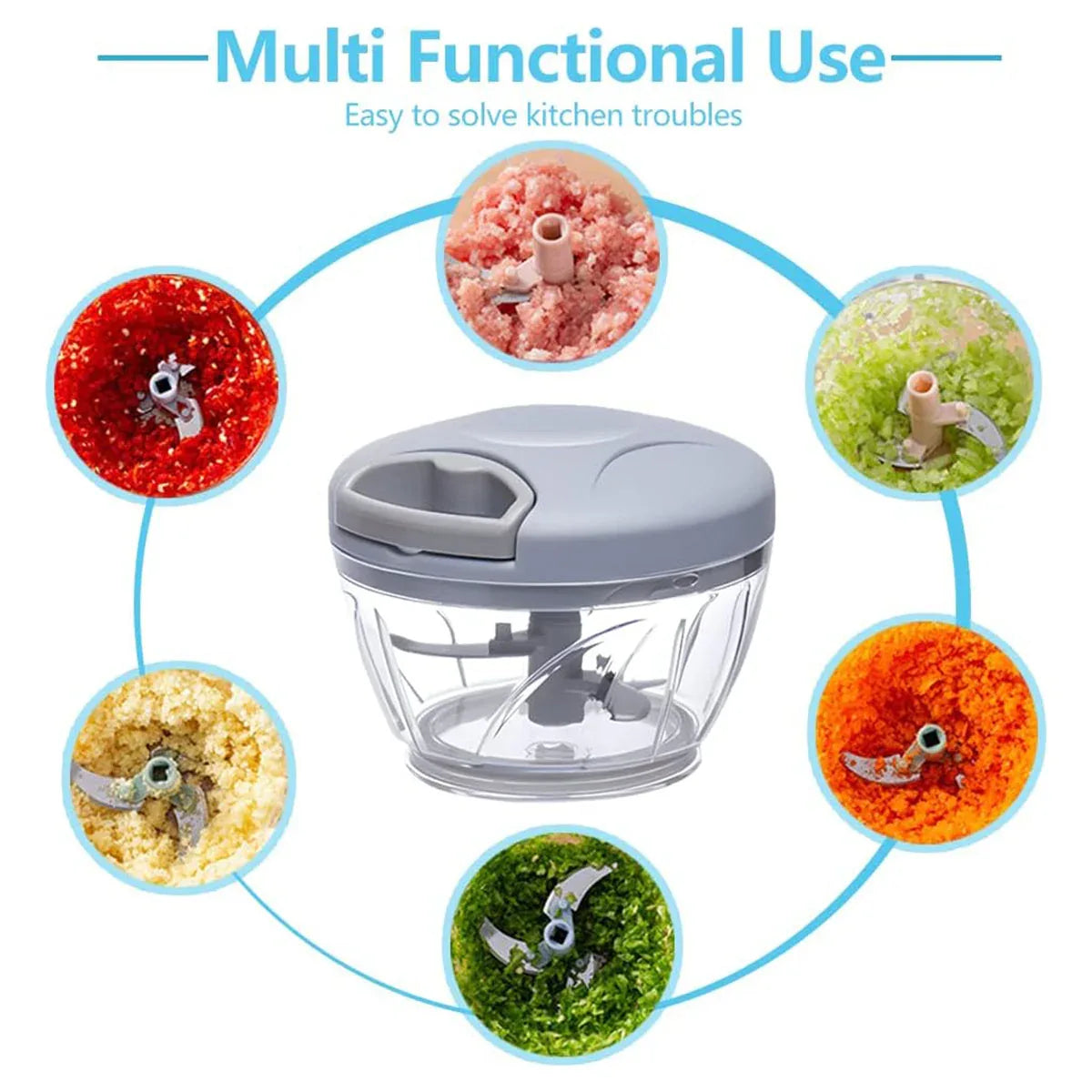 500ml Manual Meat Mincer Garlic Chopper Rotate Garlic Press Crusher Vegetable - Green - Mekamart Australia