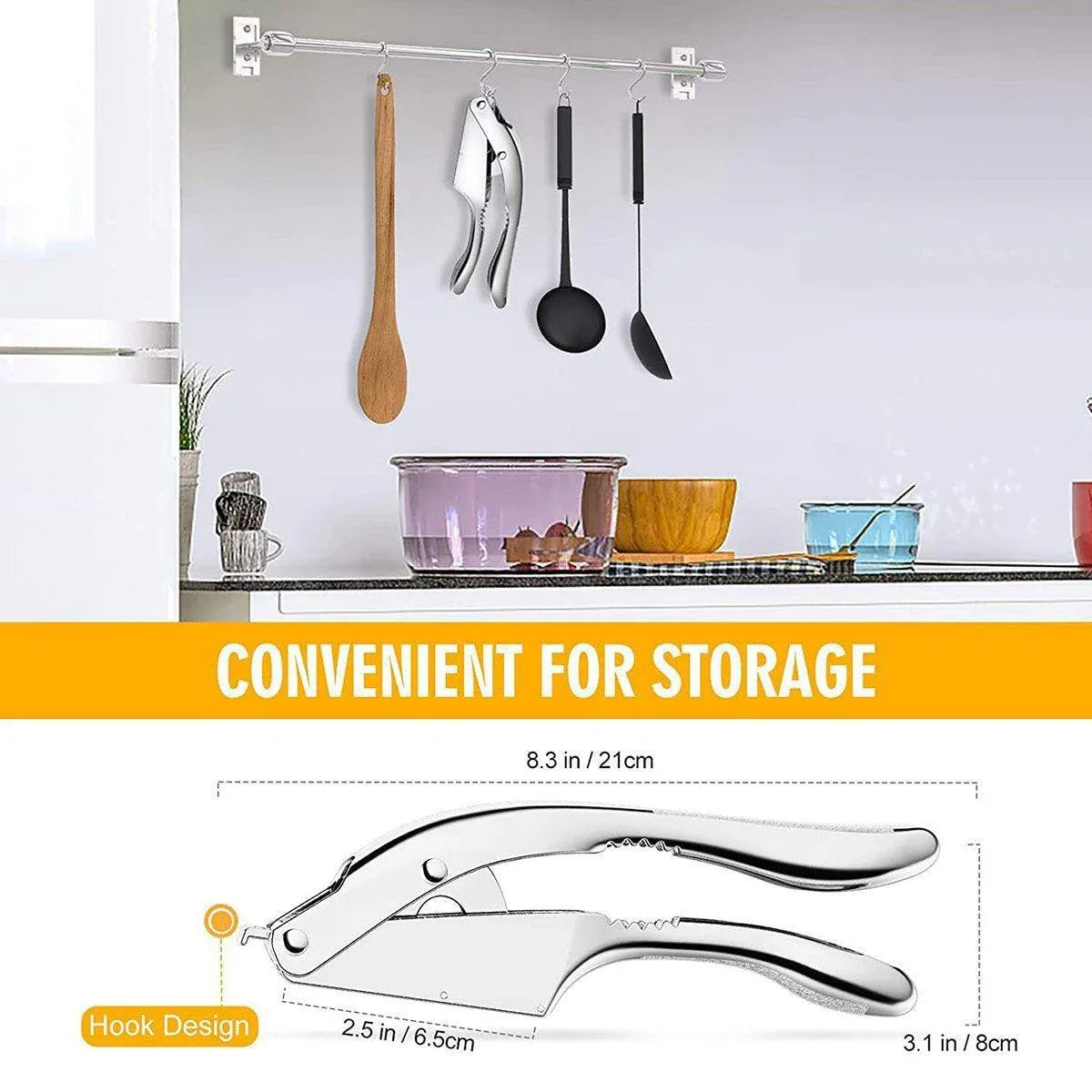 Multifunctional Garlic Press Aluminum Alloy Two-in-One Garlic Cutter Masher Tool - Mekamart Australia