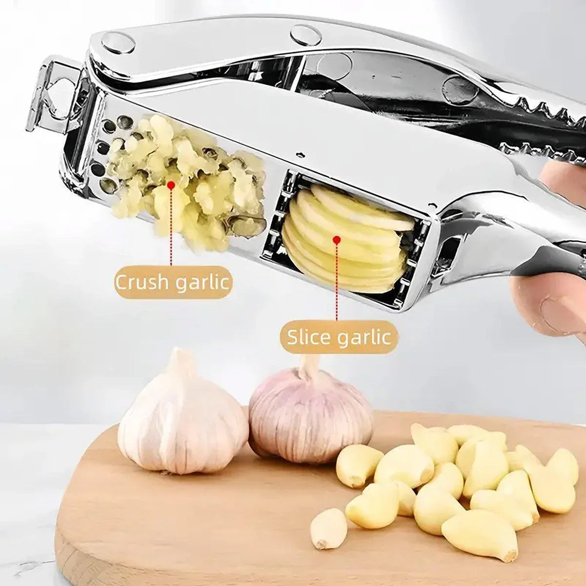 Multifunctional Garlic Press Aluminum Alloy Two-in-One Garlic Cutter Masher Tool - Mekamart Australia