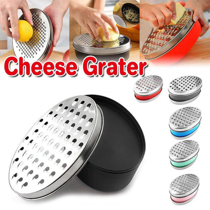 Stainless Steel Kitchen Cheese Grater with Container Storing Fruits Cheese Box - Grey - Mekamart Australia