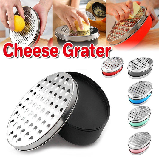 Stainless Steel Kitchen Cheese Grater with Container Storing Fruits Cheese Box - Grey - Mekamart Australia