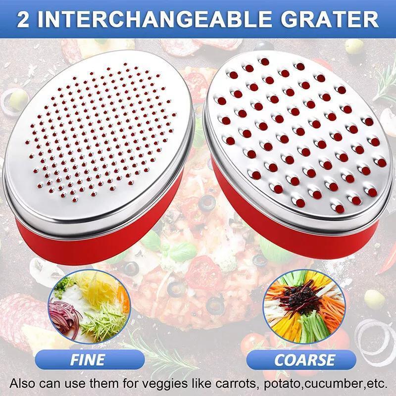 Stainless Steel Kitchen Cheese Grater with Container Storing Fruits Cheese Box - Grey - Mekamart Australia