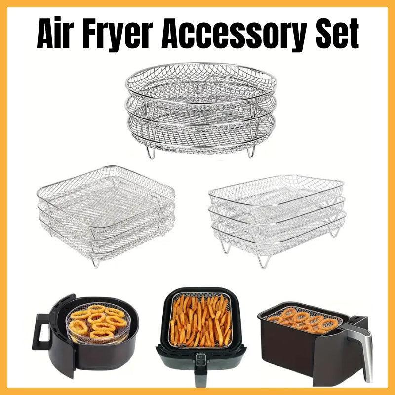 Air Fryer Grill Rack Multi Layer Removable Shelf Mesh Rack for Cooking BBQ - Round - Mekamart Australia