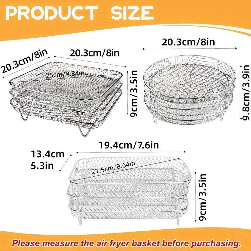 Air Fryer Grill Rack Multi Layer Removable Shelf Mesh Rack for Cooking BBQ - Round - Mekamart Australia