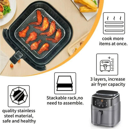 Air Fryer Grill Rack Multi Layer Removable Shelf Mesh Rack for Cooking BBQ - Round - Mekamart Australia