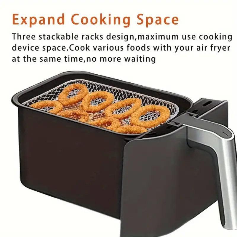 Air Fryer Grill Rack Multi Layer Removable Shelf Mesh Rack for Cooking BBQ - Round - Mekamart Australia