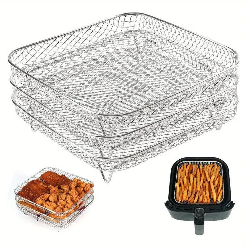Air Fryer Grill Rack Multi Layer Removable Shelf Mesh Rack for Cooking BBQ - Round - Mekamart Australia