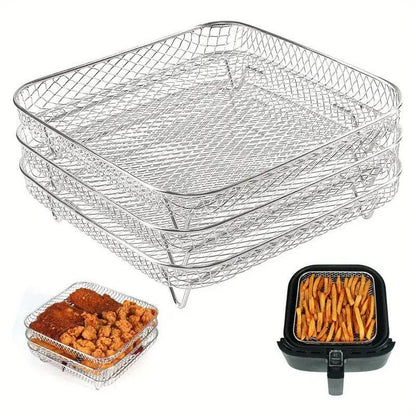 Air Fryer Grill Rack Multi Layer Removable Shelf Mesh Rack for Cooking BBQ - Round - Mekamart Australia
