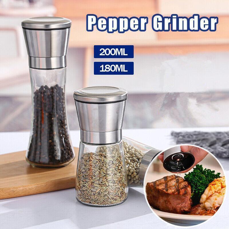 Stainless Steel Manual Salt and Pepper Grinder with Adjustable Ceramic Core - 200ML - Mekamart Australia