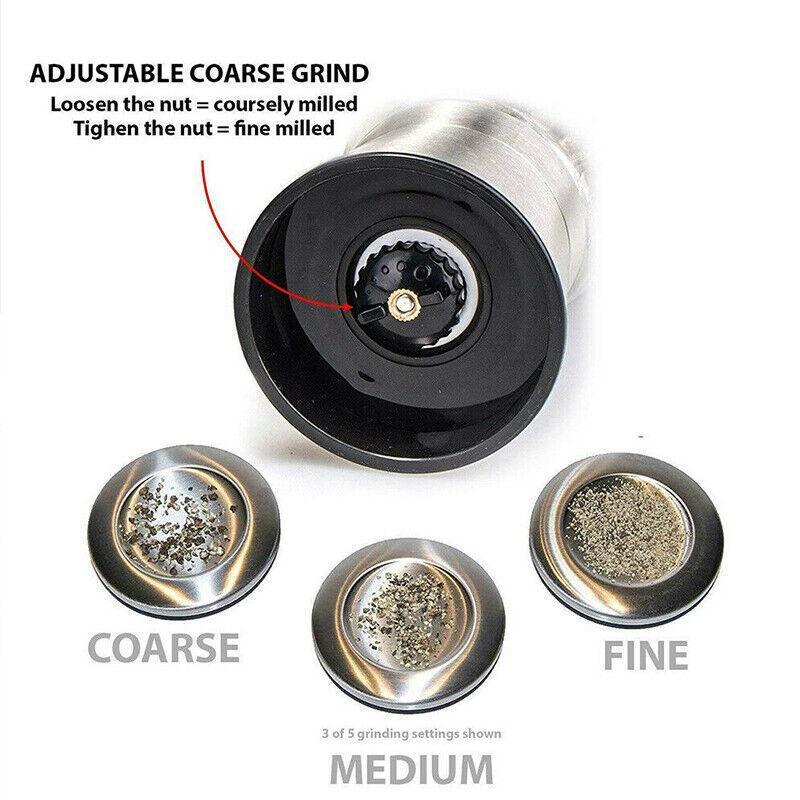 Stainless Steel Manual Salt and Pepper Grinder with Adjustable Ceramic Core - 200ML - Mekamart Australia