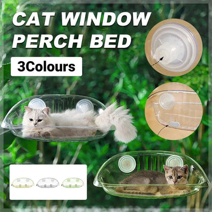 Cat Hammock Bed Glass Hanging Basket Clear Pet Nest Elevated Sleeping Bed - White - Mekamart Australia