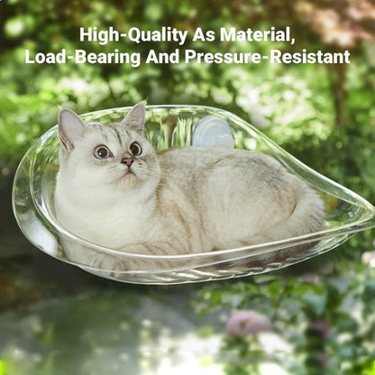 Cat Hammock Bed Glass Hanging Basket Clear Pet Nest Elevated Sleeping Bed - White - Mekamart Australia