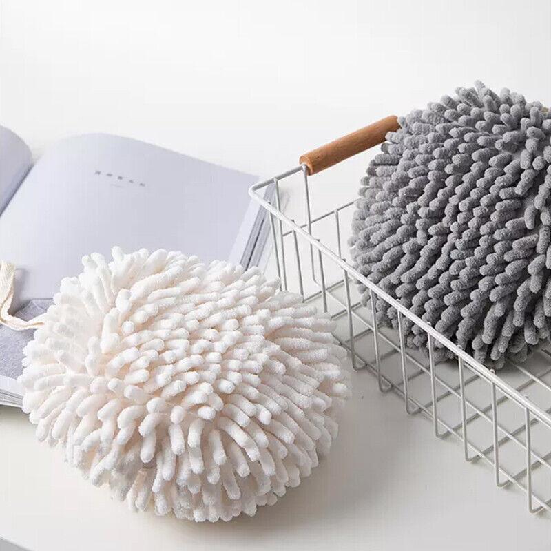 Chenille Hanging Ball Towel for Kitchen Bathroom Hand Drying Absorbent Cloth - Blue - Mekamart Australia