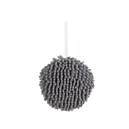 Chenille Hanging Ball Towel for Kitchen Bathroom Hand Drying Absorbent Cloth - White - Mekamart Australia
