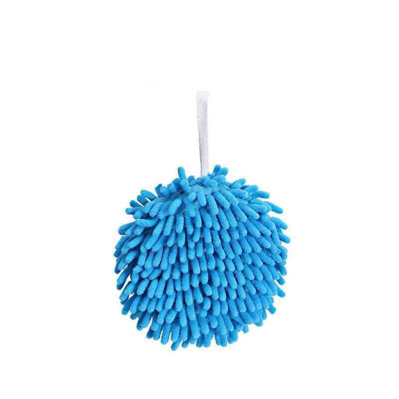 Chenille Hanging Ball Towel for Kitchen Bathroom Hand Drying Absorbent Cloth - White - Mekamart Australia